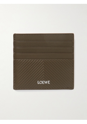 LOEWE - Logo-Print Debossed Leather Cardholder - Men - Green