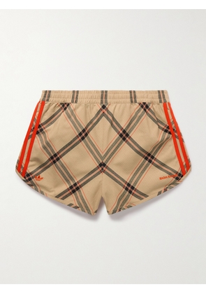 adidas Originals - Wales Bonner Wide-Leg Crochet-Trimmed Checked Cotton-Twill Shorts - Men - Brown - XS