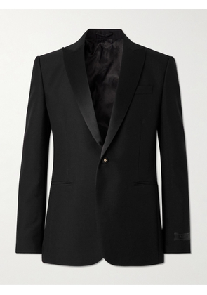 Versace - Logo-Appliquéd Wool and Mohair-Blend Suit Jacket - Men - Black - IT 46