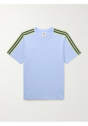 adidas Originals - Wales Bonner Webbing-Trimmed Embroidered Organic Cotton-Jersey T-Shirt - Men - Blue - XS