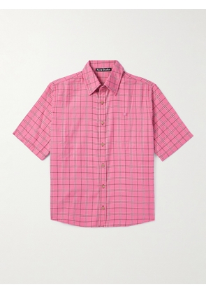 Acne Studios - Sarlie Logo-Appliquéd Checked Cotton-Flannel Shirt - Men - Pink - XS