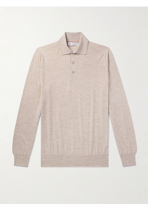 Brunello Cucinelli - Wool and Cashmere-Blend Polo Shirt - Men - Neutrals - IT 48