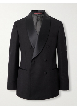 Brunello Cucinelli - Double-Breasted Satin-Trimmed Grain de Poudre Tuxedo Jacket - Men - Black - IT 46