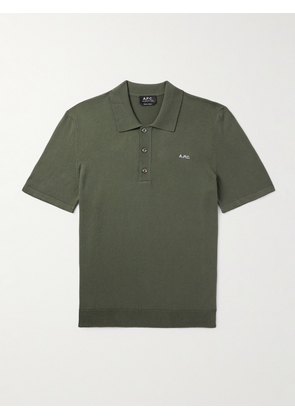 A.P.C. - Ollie Logo-Embroidered Cotton Polo Shirt - Men - Green - S