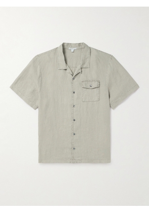 James Perse - Convertible-Collar Garment-Dyed Linen Shirt - Men - Brown - 1