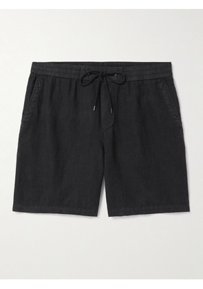 James Perse - Straight-Leg Garment-Dyed Linen Drawstring Shorts - Men - Black - 1