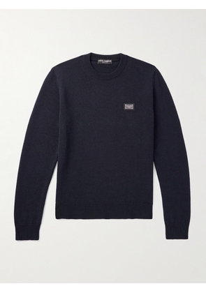 Dolce&Gabbana - Logo-Appliquéd Wool Sweater - Men - Blue - IT 46