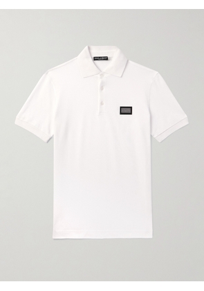Dolce&Gabbana - Logo-Appliquéd Cotton-Piqué Polo Shirt - Men - White - IT 44