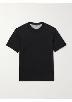 Brunello Cucinelli - Silk and Cotton-Blend Jersey T-Shirt - Men - Black - XS
