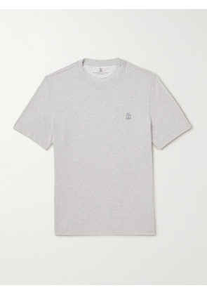Brunello Cucinelli - Layered Logo-Print Cotton-Jersey T-Shirt - Men - Gray - XS