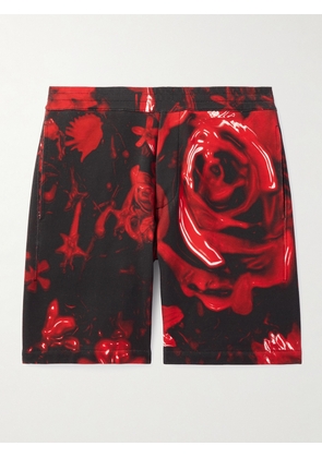 Alexander McQueen - Straight-Leg Printed Cotton-Jersey Bermuda Shorts - Men - Red - S