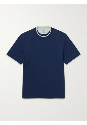 Brunello Cucinelli - Layered Cotton-Jersey T-Shirt - Men - Blue - XS