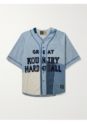 KAPITAL - Appliquéd Embroidered Patchwork Denim Shirt - Men - Blue - 2