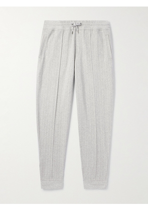 Brunello Cucinelli - Tapered Pinstriped Cashmere-Blend Sweatpants - Men - Gray - XS