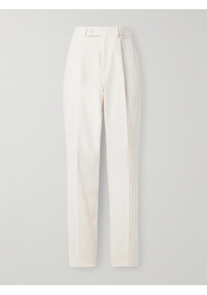 Caruso - Straight-Leg Pleated Brushed Cotton-Blend Twill Trousers - Men - White - IT 46