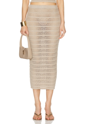 SER.O.YA Marjorie Maxi Skirt in Oxford - Tan. Size L (also in M, S, XL, XS).