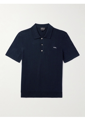 A.P.C. - Ollie Logo-Embroidered Cotton Polo Shirt - Men - Blue - S