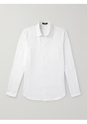 Versace - Baroque Button-Down Collar Cotton-Poplin Jacquard Shirt - Men - White - EU 38