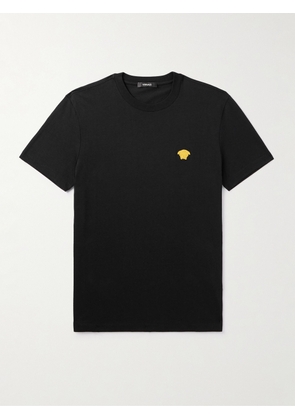 Versace - Logo-Embroidered Cotton-Jersey T-Shirt - Men - Black - XS