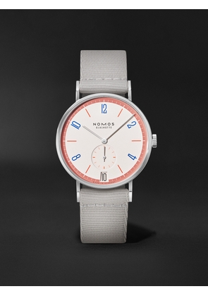NOMOS Glashütte - Tangente 38 Date Love Limited Edition Hand-Wound 37.5mm Stainless Steel and Grosgrain Watch, Ref. No. 179.S2 - Men - White