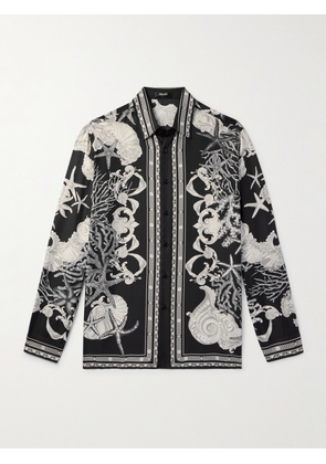 Versace - Printed Silk-Twill Shirt - Men - Black - IT 46