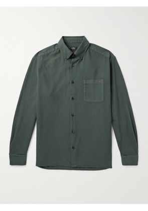 A.P.C. - Mateo Button-Down Collar Logo-Embroidered Cotton-Twill Shirt - Men - Green - XS