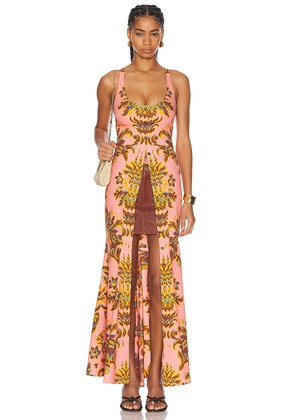 Etro Button Down Maxi Dress in Print On Pink Base - Pink. Size 36 (also in 38).