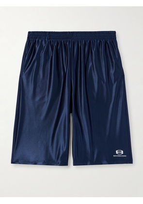 Balenciaga - Wide-Leg Logo-Embroidered Satin-Twill Shorts - Men - Blue - S