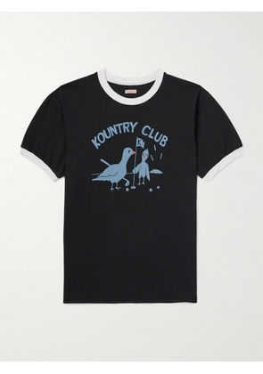 KAPITAL - Slim-Fit Logo-Print Cotton-Jersey T-Shirt - Men - Black - 1