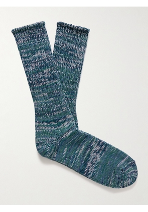 Anonymous Ism - Ribbed Cotton-Blend Socks - Men - Blue