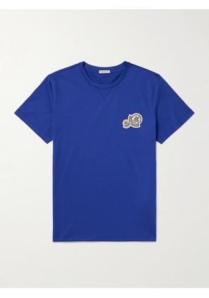 Moncler - Logo-Appliquéd Cotton-Jersey T-Shirt - Men - Blue - S