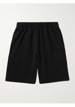 Burberry - Straight-Leg Logo-Embroidered Cotton-Jersey Shorts - Men - Black - S