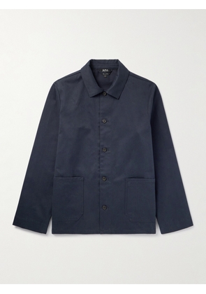 A.P.C. - Kerlouan Logo-Embroidered Cotton-Twill Overshirt - Men - Blue - XS