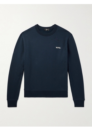 A.P.C. - Logo-Print Organic Cotton-Jersey Sweatshirt - Men - Blue - XS