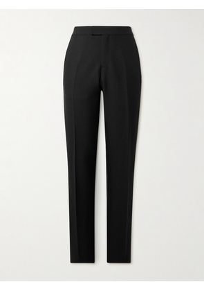 Versace - Slim-Fit Silk-Trimmed Wool and Mohair-Blend Tuxedo Trousers - Men - Black - IT 46