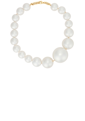 Rowen Rose Asymmetric Pearl Necklace in Gold & White - Metallic Gold. Size all.