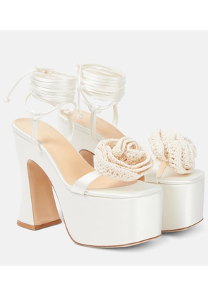 Magda Butrym Floral-appliqué satin platform sandals