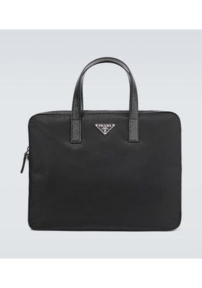 Prada Re-Nylon leather-trimmed briefcase