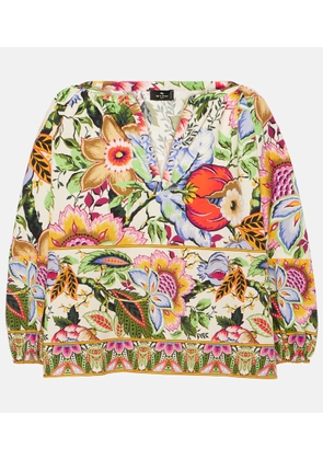 Etro Floral cotton cropped top