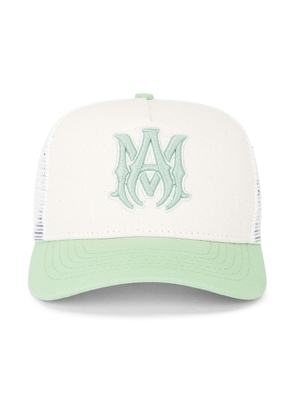 Amiri Two Tone MA Trucker Hat in Natural Mineral Green - Green. Size all.