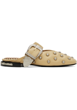 Toga Pulla Beige Studded Slippers