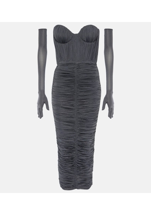 Alex Perry Crystal-embellished ruched jersey midi dress