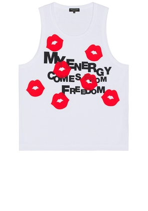 COMME des GARCONS Homme Plus Lip Tank in White & Red - White. Size L (also in M, S).