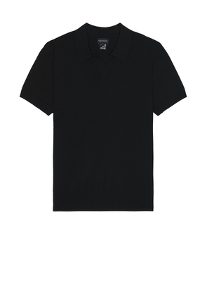 Club Monaco Tech Johnny Collar Polo in Black - Black. Size L (also in M, XL/1X).