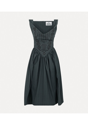 Vivienne Westwood Sunday Dress Cotton Jacquard Grey-stripes 38 Women