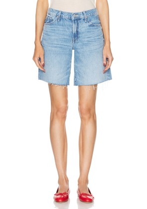 MOTHER The Down Low Undercover Short Fray in Material Girl - Blue. Size 23 (also in 25).
