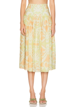 Alexis Maeve Skirt in Melon Vine - Orange. Size L (also in M, S, XS).