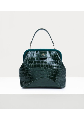 Vivienne Westwood Frame Handbag Croc And Hair Suede Teal