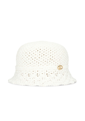 Valentino Garavani Crochet Bucket Hat in Bianco & Gold - White. Size M/L (also in S/M).