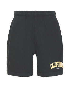 Sporty & Rich California Gym Shorts in Faded Black - Black. Size L (also in M, S, XL/1X).